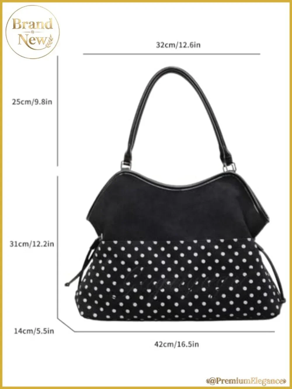 Suede Polka Dot Hobo Bag Y2K Slouchy Tote Purse Women Shoulder Handbag